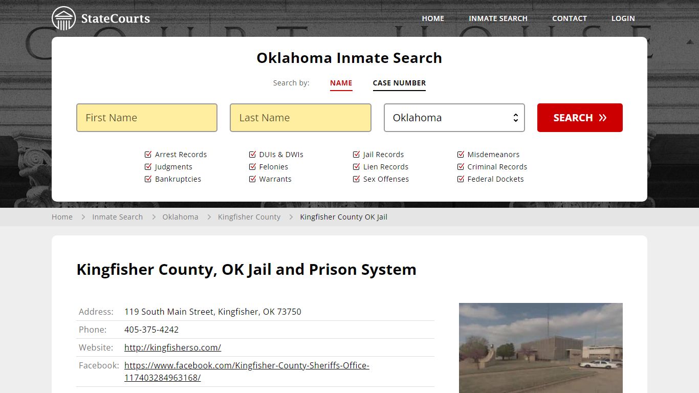 Kingfisher County OK Jail Inmate Records Search, Oklahoma - StateCourts
